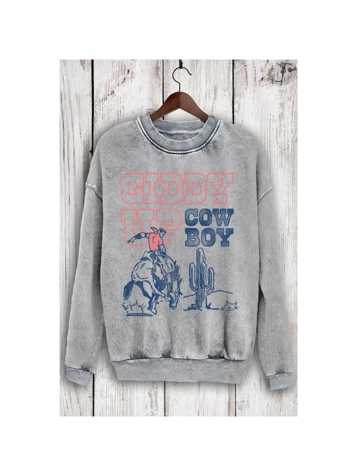 Giddy Up Cowboy Mineral Sweatshirt - Mineral Grey