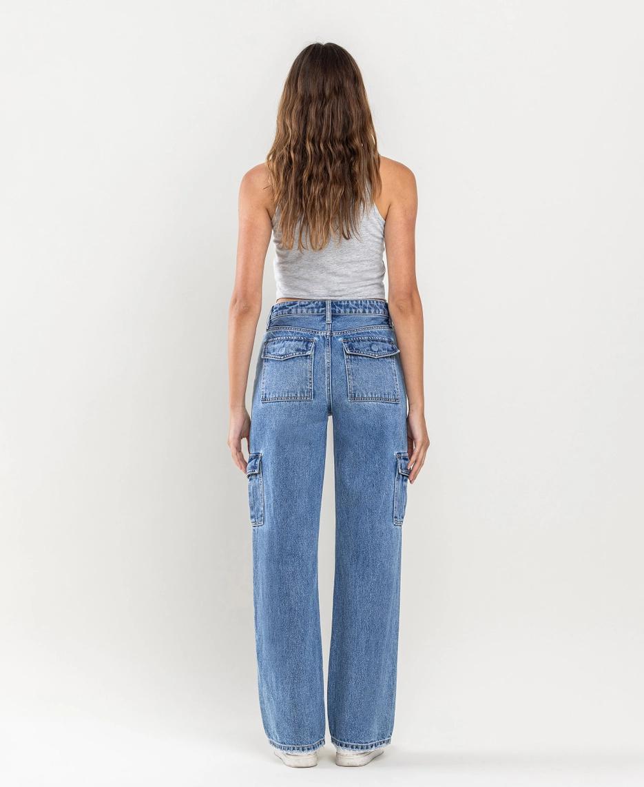 High Rise Wide Leg Cargo Jeans | Flatter