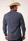 NAVY & WHITE FLORAL PRINT PEARL SNAP - 01-001-0019-3055
