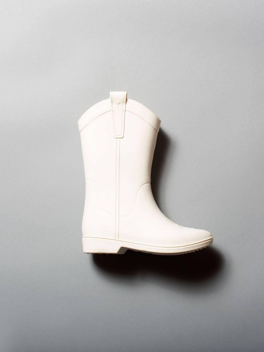 Bone White Kid's All Weather Rubber Cowboy Boots