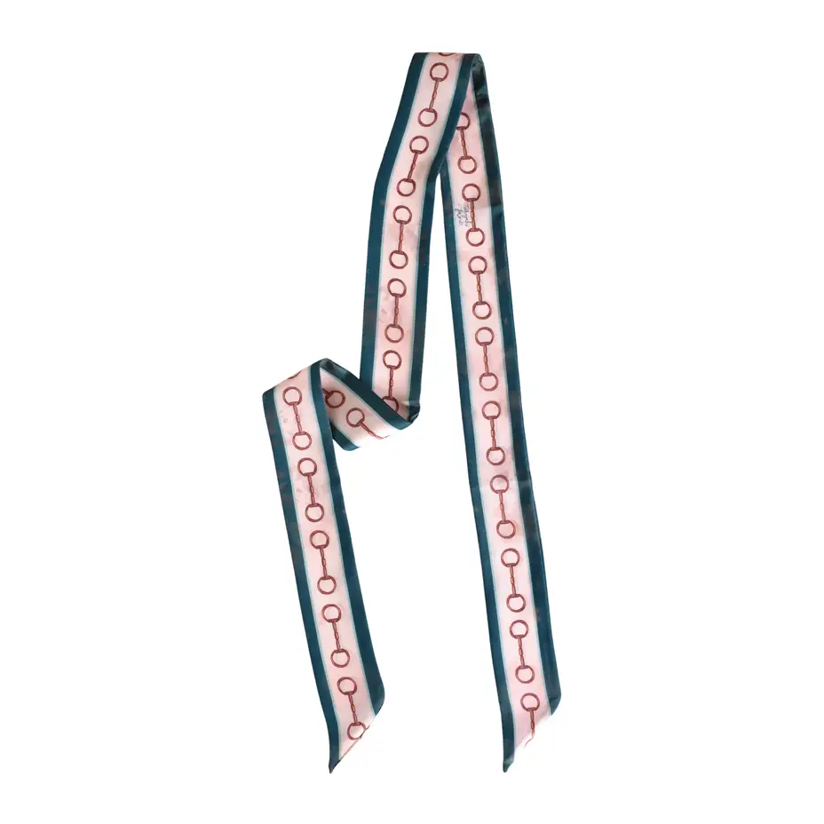 Snaffle Bit Twilly Scarf in Teal: Equestrian Western Cowgirl Silky Scarf