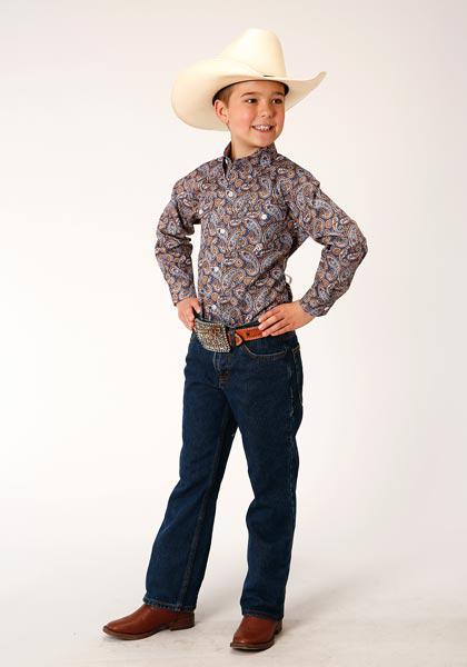 BOYS L/S SHIRT   AMARILLO BTN AC ALLOVER PRINTS  00996 COUNTRY PAISLEY