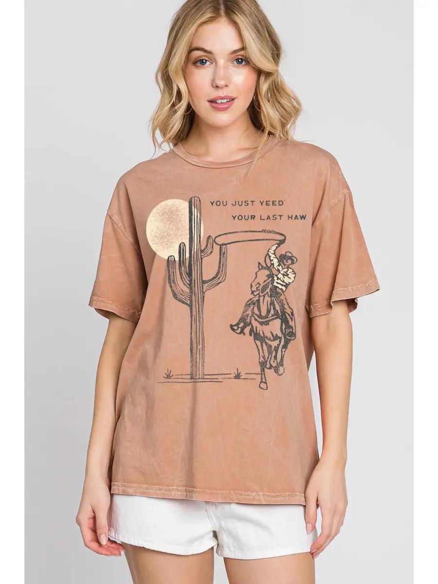 CACTUS COWBOY SHORT SLEEVE GRAPHIC TEE - MINERAL BURNT ORANGE