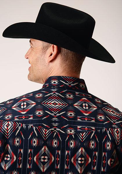 MENS L/S SHIRT   SNAP PRINTED VERTICAL DESIGN  1300 BLANKET STRIPE