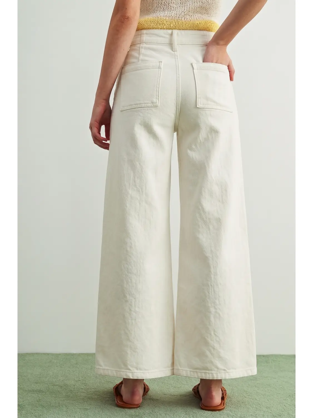 Washed Color Stretch Pants - WHITE