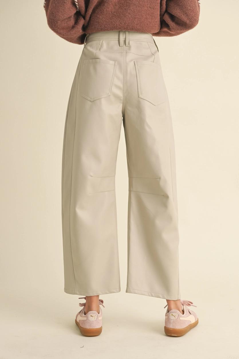 Pleather Barrel Pants - Sand