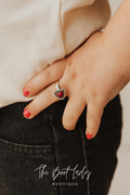 ADJUSTABLE TRIANGLE DARK RED CORAL STACKER RING