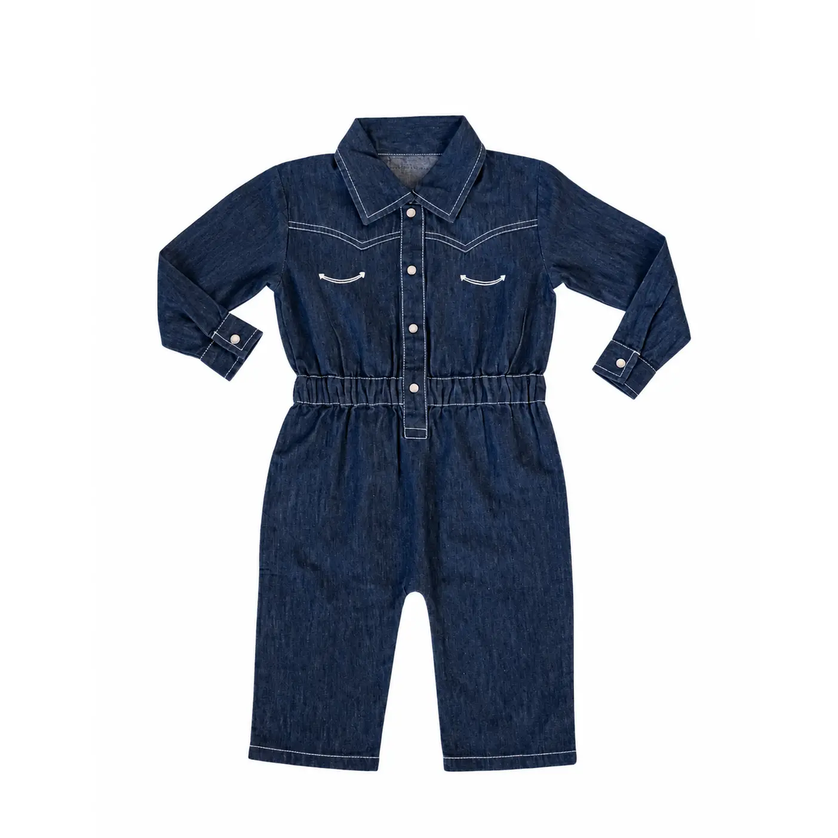 True Blue | Kids' Western Denim Long-Sleeve Romper