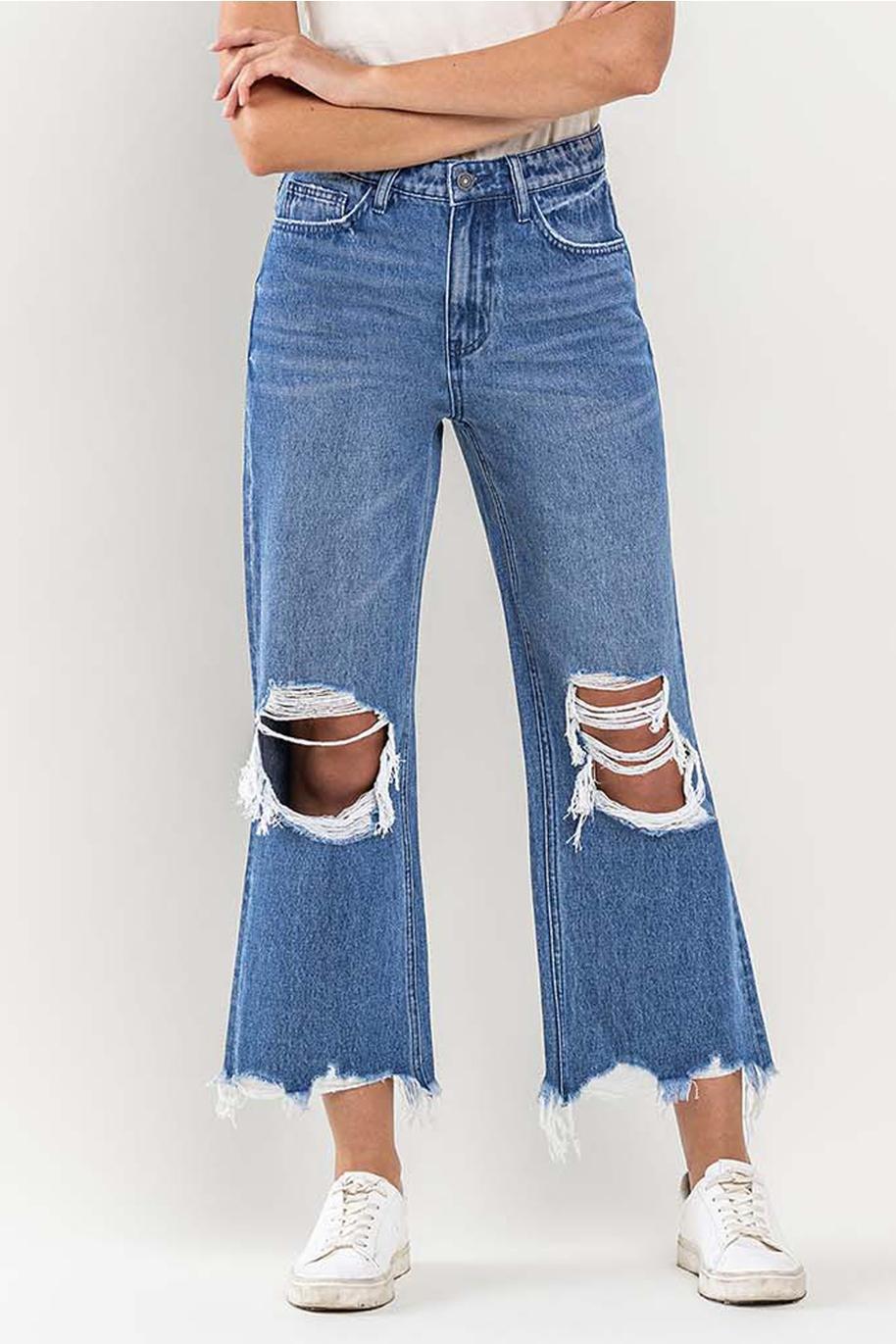 90's Vintage Super High Rise Crop Kick Flare