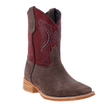 R. Watson Kid's Charcoal Rough Out / Dark Cherry Cowhide Boot