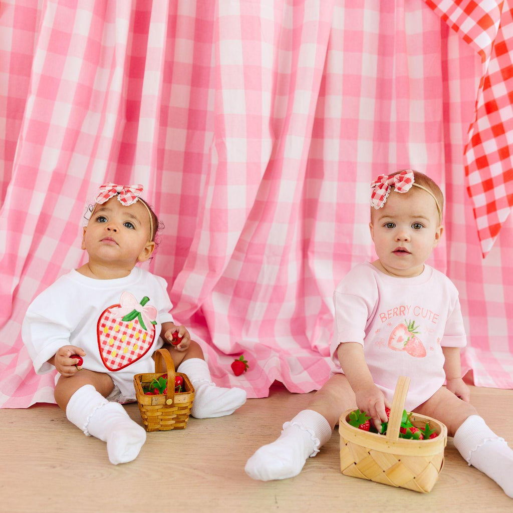 Strawberry Patchwork Short Sleeve Romper - Baby clothes
