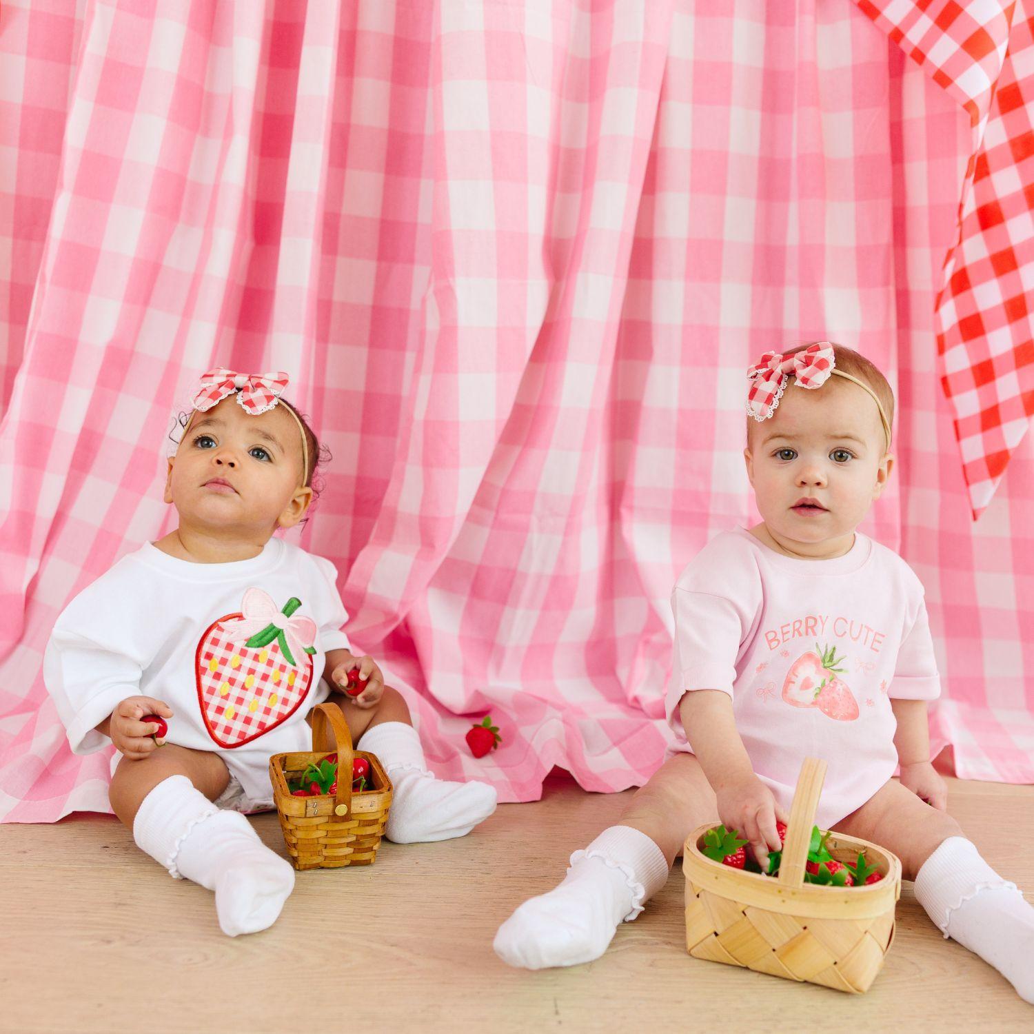 Strawberry Patchwork Short Sleeve Romper - Baby clothes