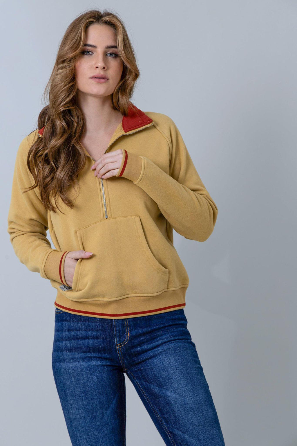Kimes Women's Malta Cropped Quarter Zip Sweatshirt - Maize