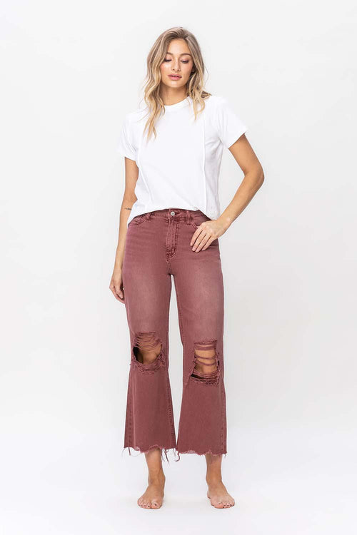 90'S VINTAGE CROP FLARE - RUSSET BROWN