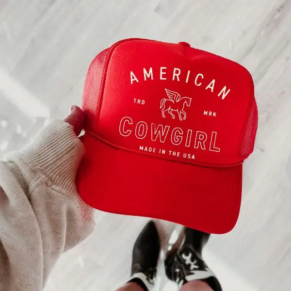 American Cowgirl Red Trucker Hat