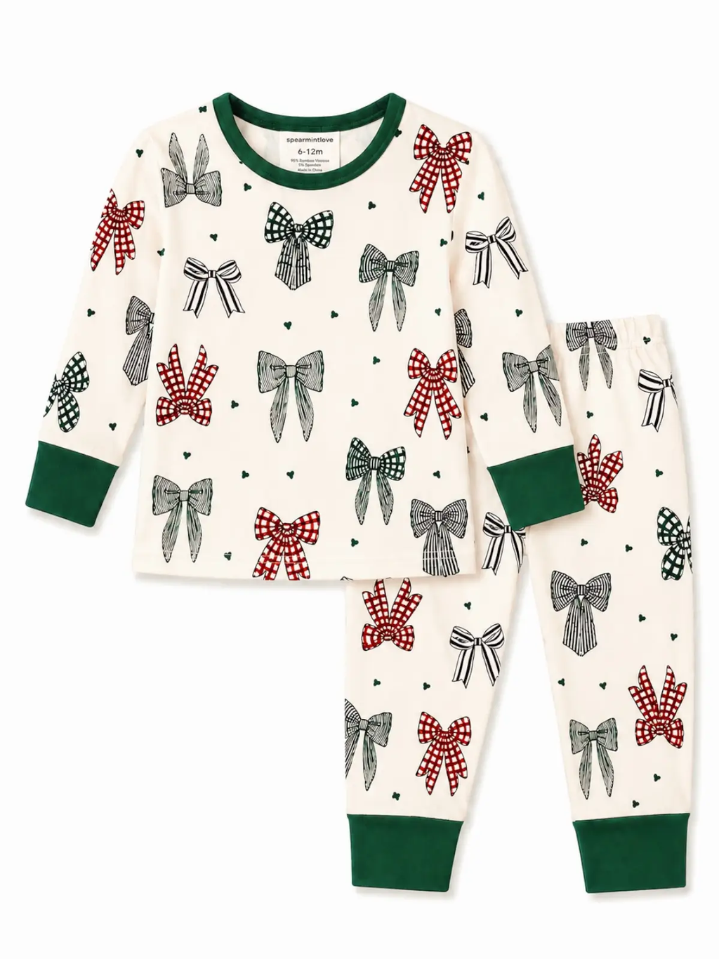 Long Sleeve 2-Piece Set, Country Christmas Bows