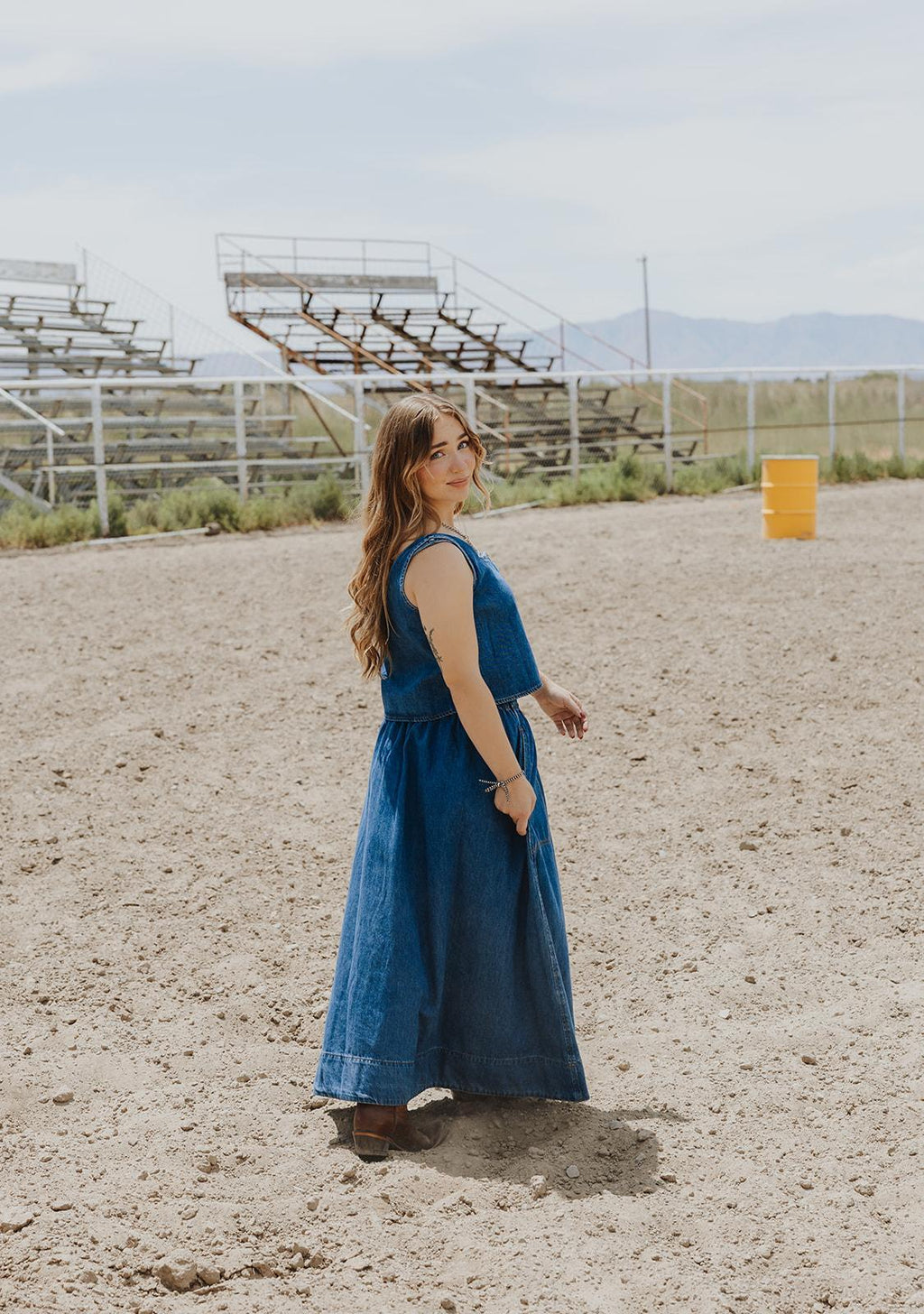 Soft Denim A Line Skirt with Pocket