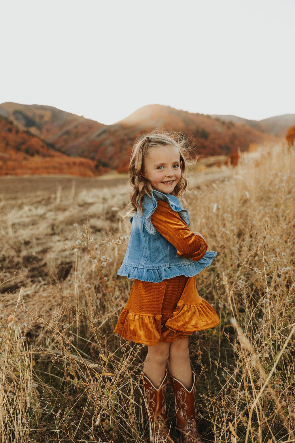 DENIM RUFFLE GIRL VEST