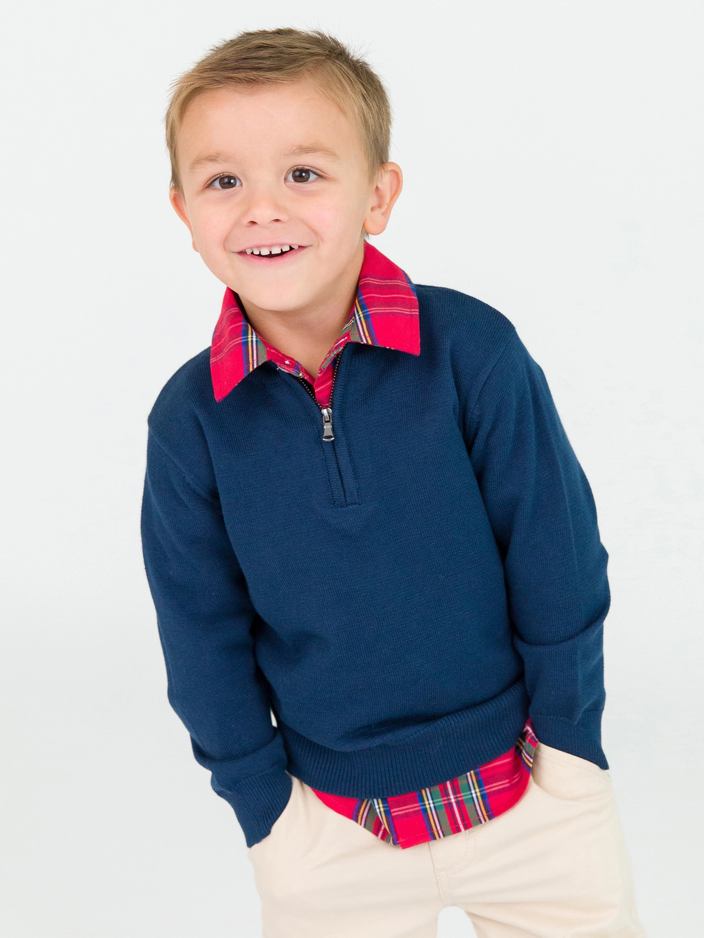 Boys Dark Navy Quarter-Zip Sweater - Navy