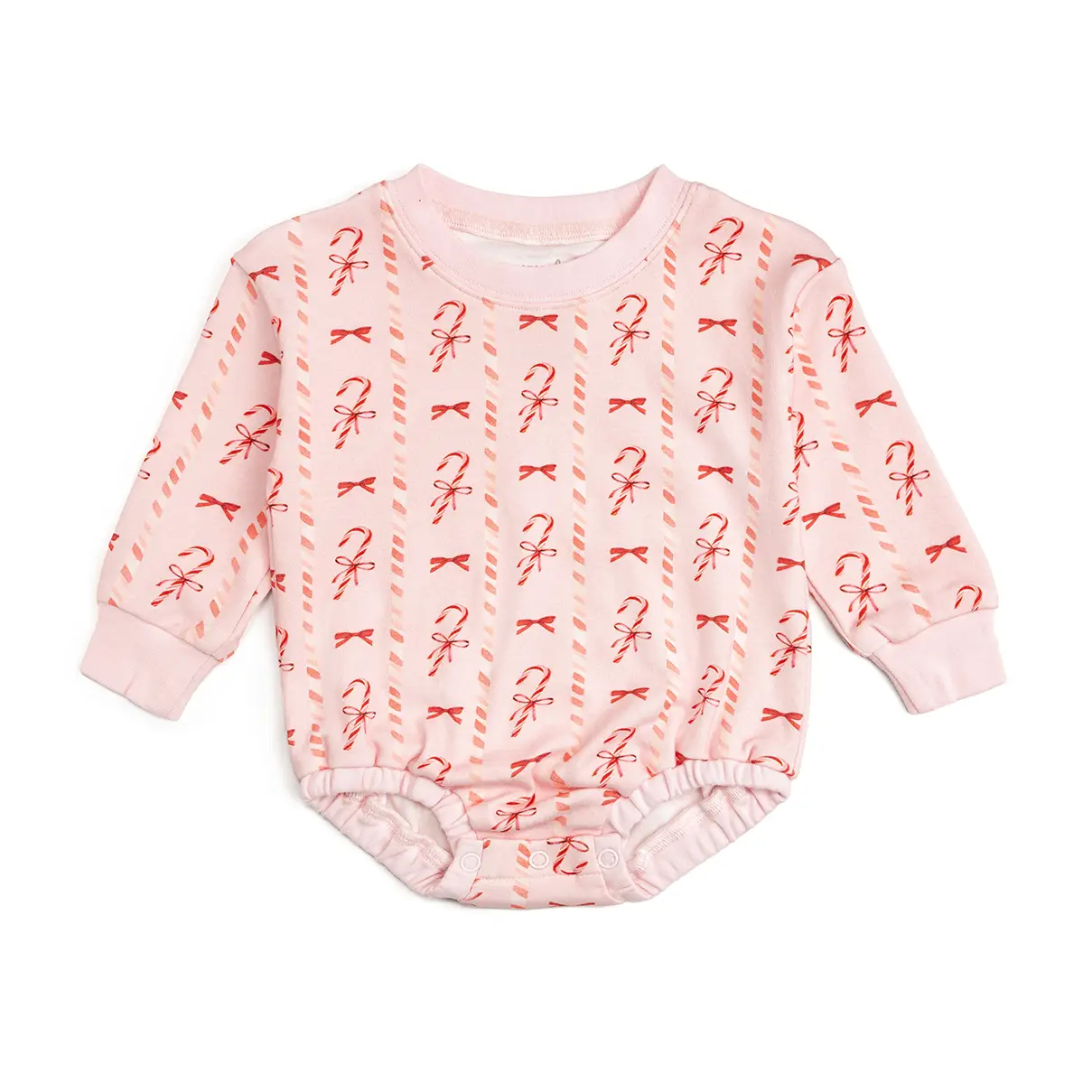 Candy Cane Lane Christmas Long Sleeve Romper - Baby Clothing