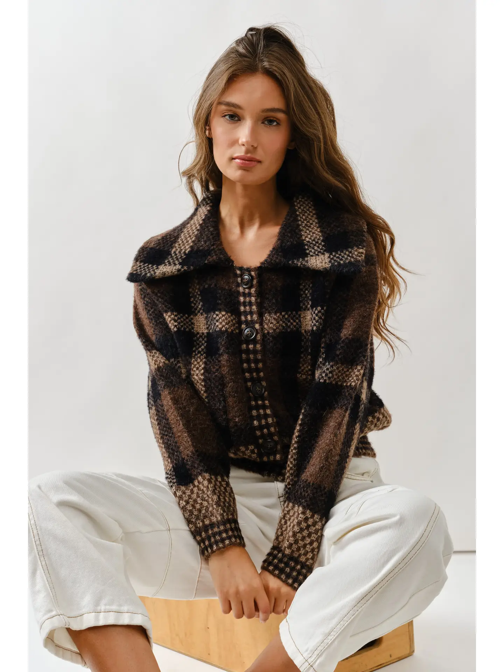 Plaid Button Down Cardigan
