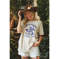 Coastal Cowgirl Babes Club Oversized Graphic Top - Mineral Tan