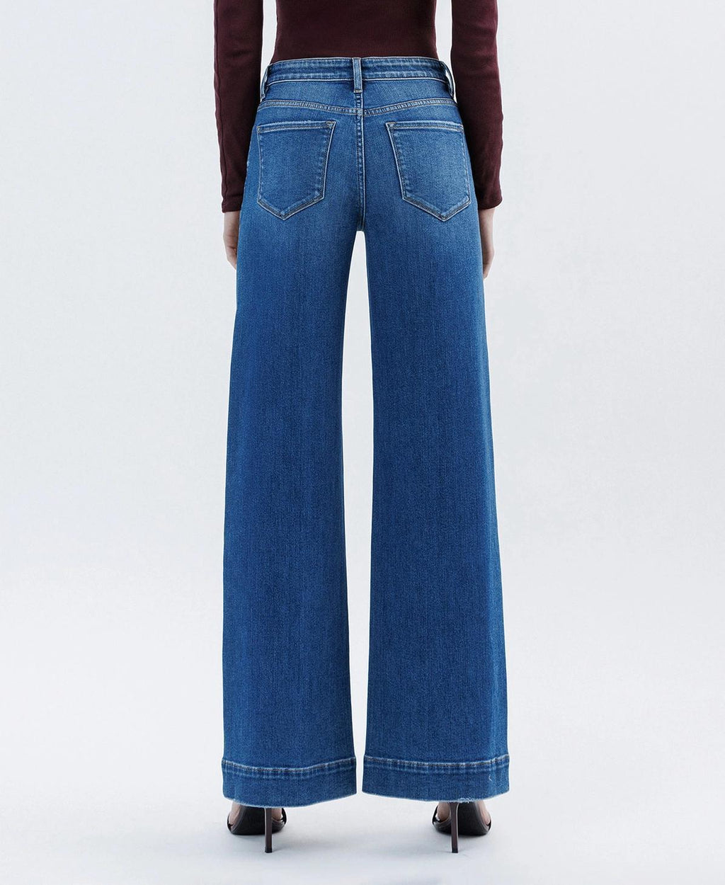 High Rise Trouser Hem Extreme Wide Leg Jeans
