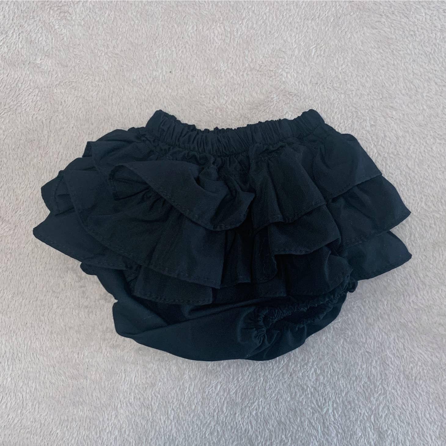BABY RUFFLE BUMMIES - SOLID BLACK