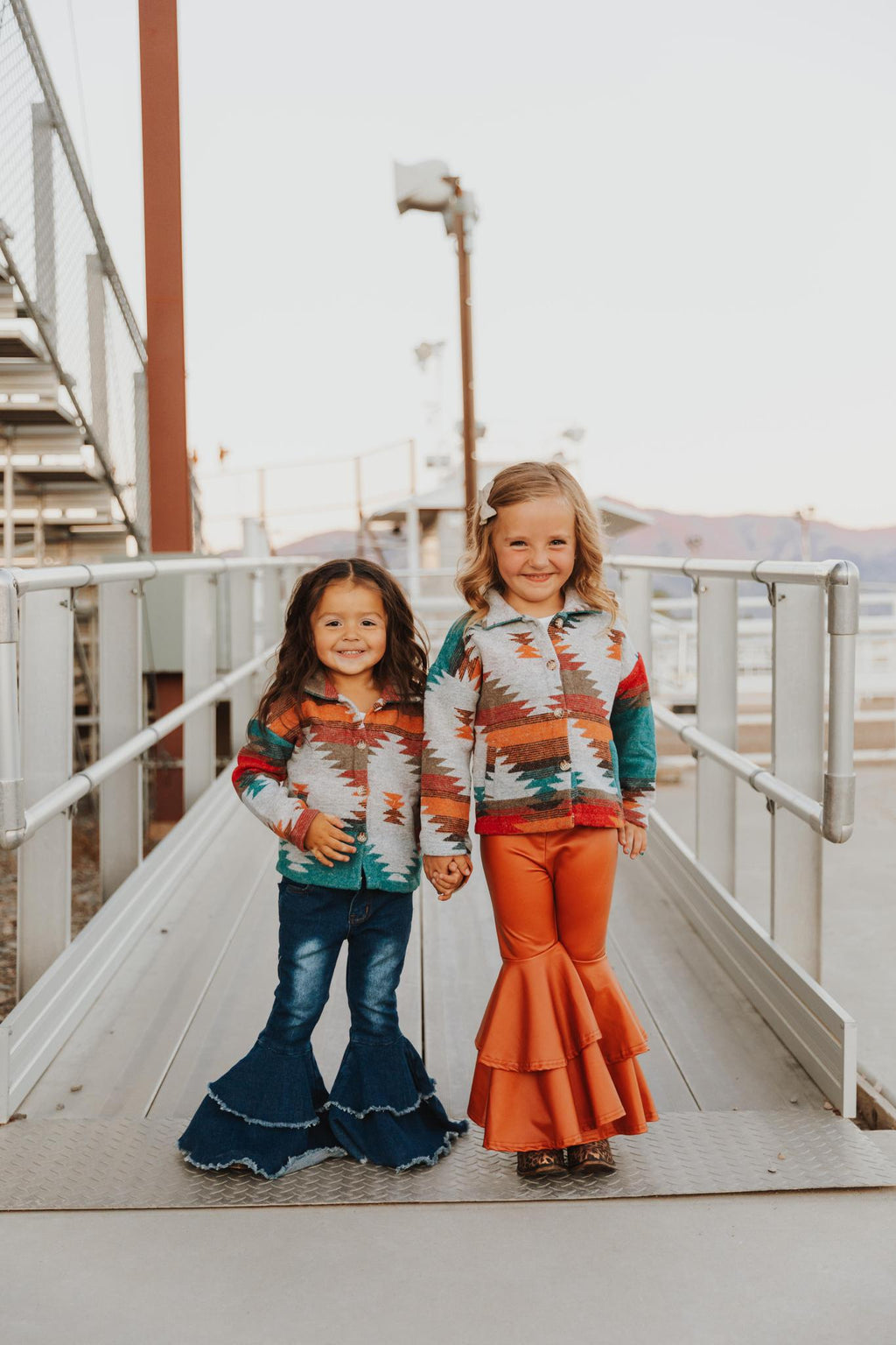 KIDS AZTEC PRINTED SHACKET - BLUE, RUST, RED