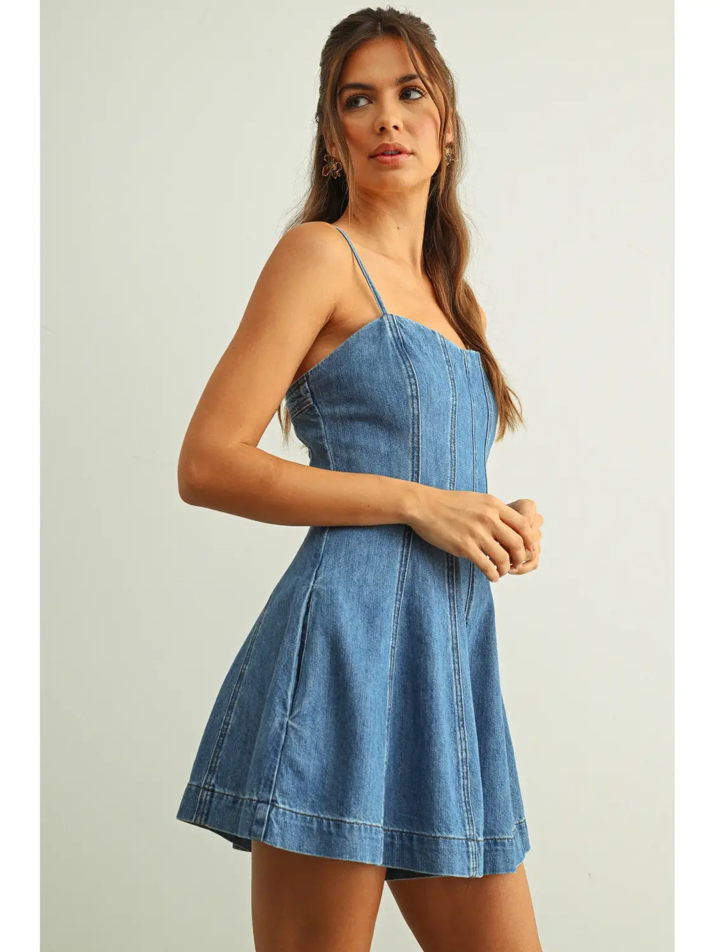 Paneled Washed Denim Romper