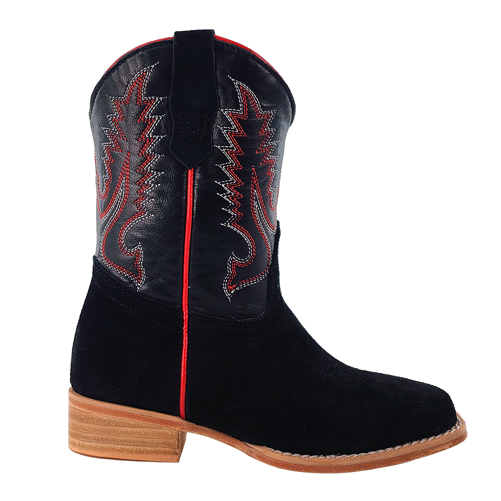 R. Watson Kid's Black Rough Out / Black Cowhide