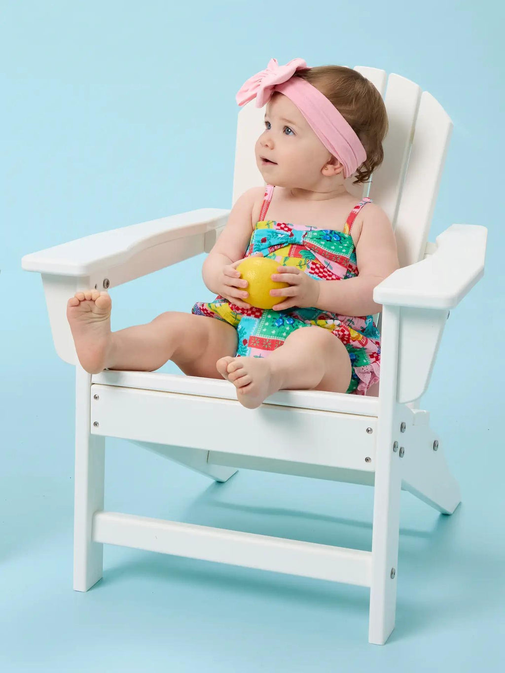 Baby Girls Picnic Party Patchwork Cotton Gauze Bow Front Bubble Woven Romper