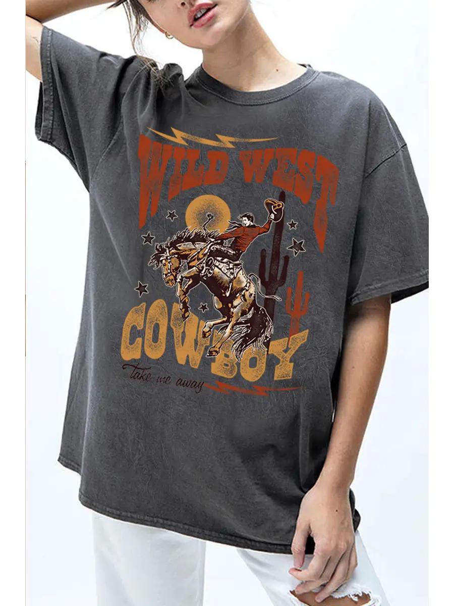 Wild West Cowboy Oversized Top - Mineral Charcoal