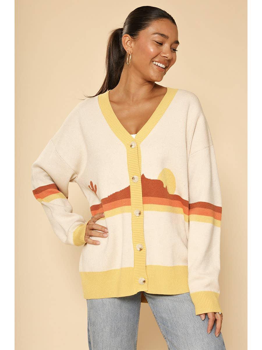 DESERT RETRO STRIPE CARDIGAN - CREAM MULTI