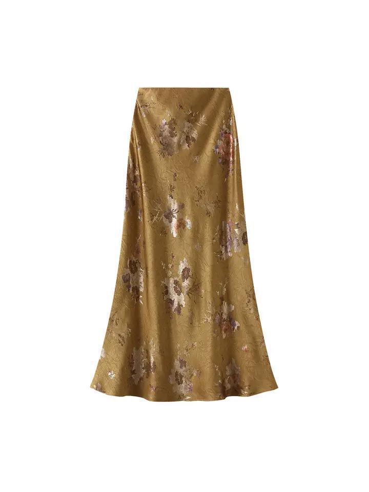 Floral Skirt - Camel