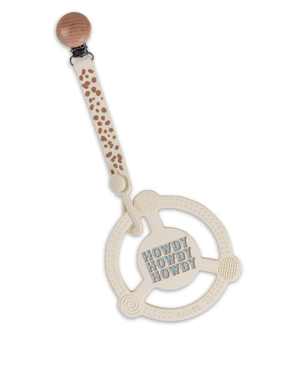 Silicone Teether Ring with Detachable Clip Howdy Partner - Blue