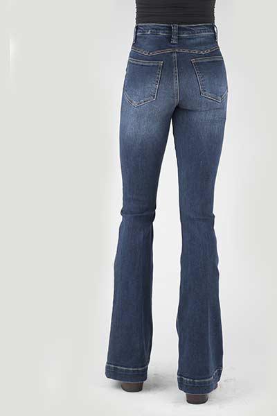 WOMENS JEAN 21 HIGH RISE FLARE FIT PLAIN BACK PKT FANCY YOKESW/DOUBLE NEE 11-054-0921-2407 BU