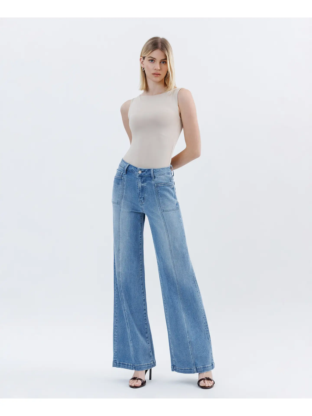 High Rise Full Length Extreme Wide Leg Jeans | HOLLY