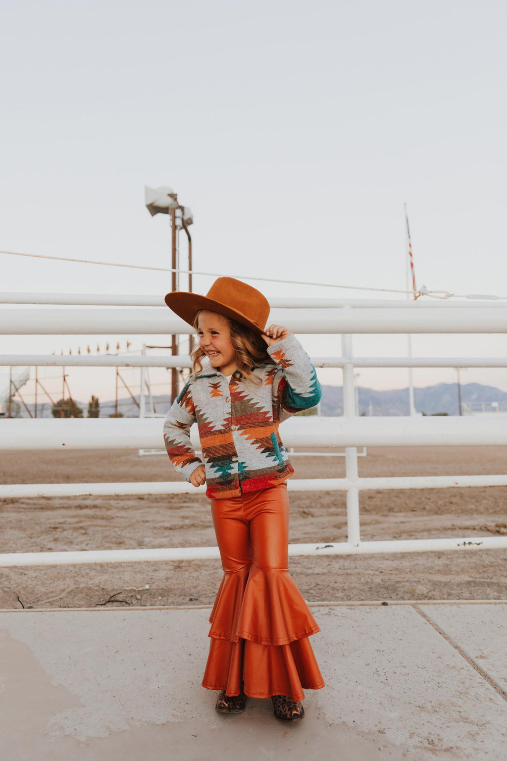 LEATHER DOUBLE LAYER BELL BOTTOMS - RUST