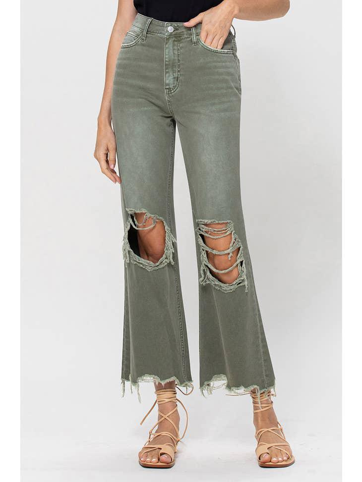 90S VINTAGE CROP FLARE - ARMY GREEN