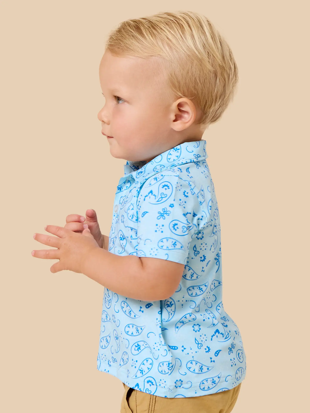 Boys Blue Western Bandana Knit Short Sleeve Performance Polo