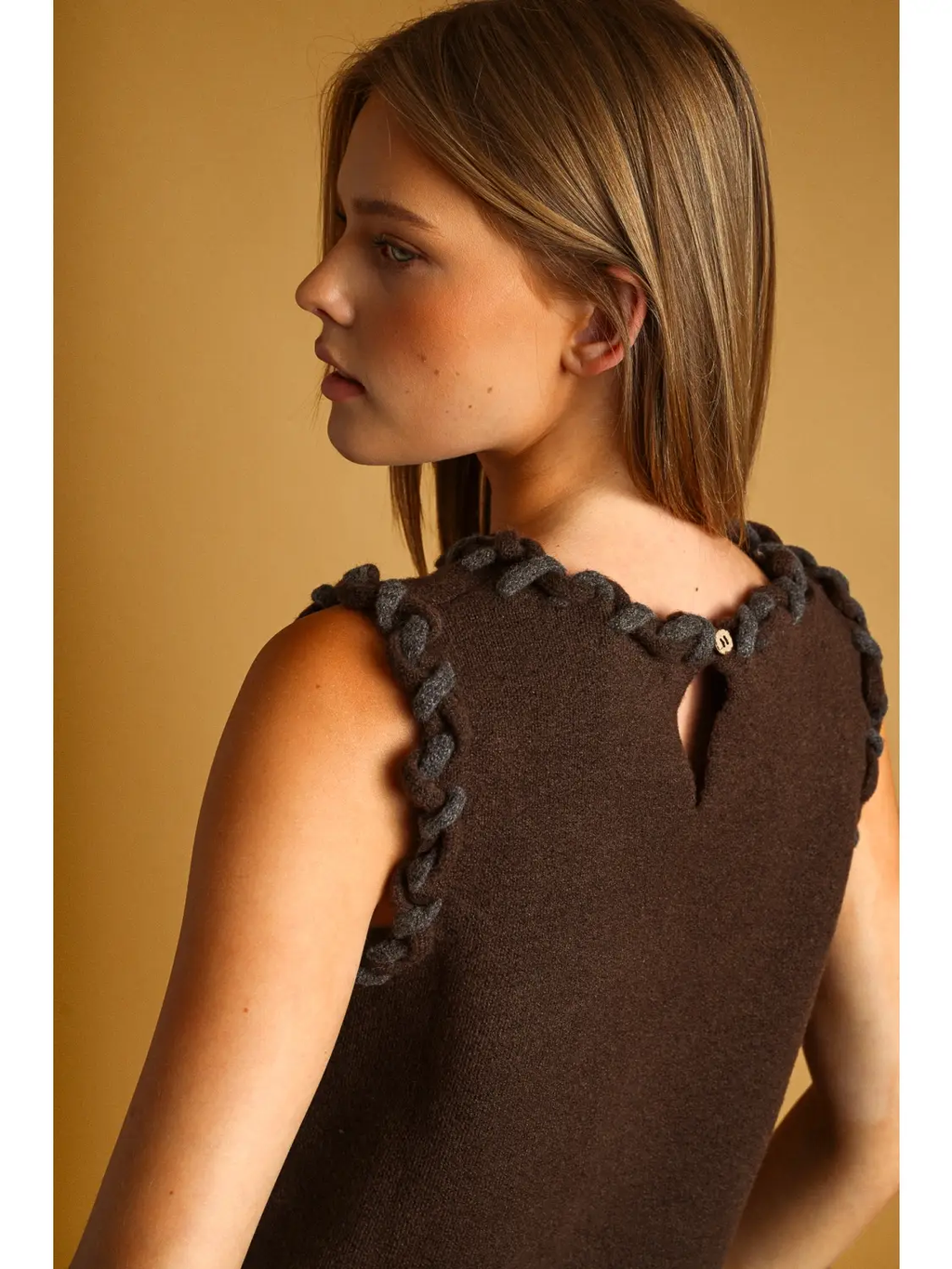 Braid Detailed Sleeveless Knit Top