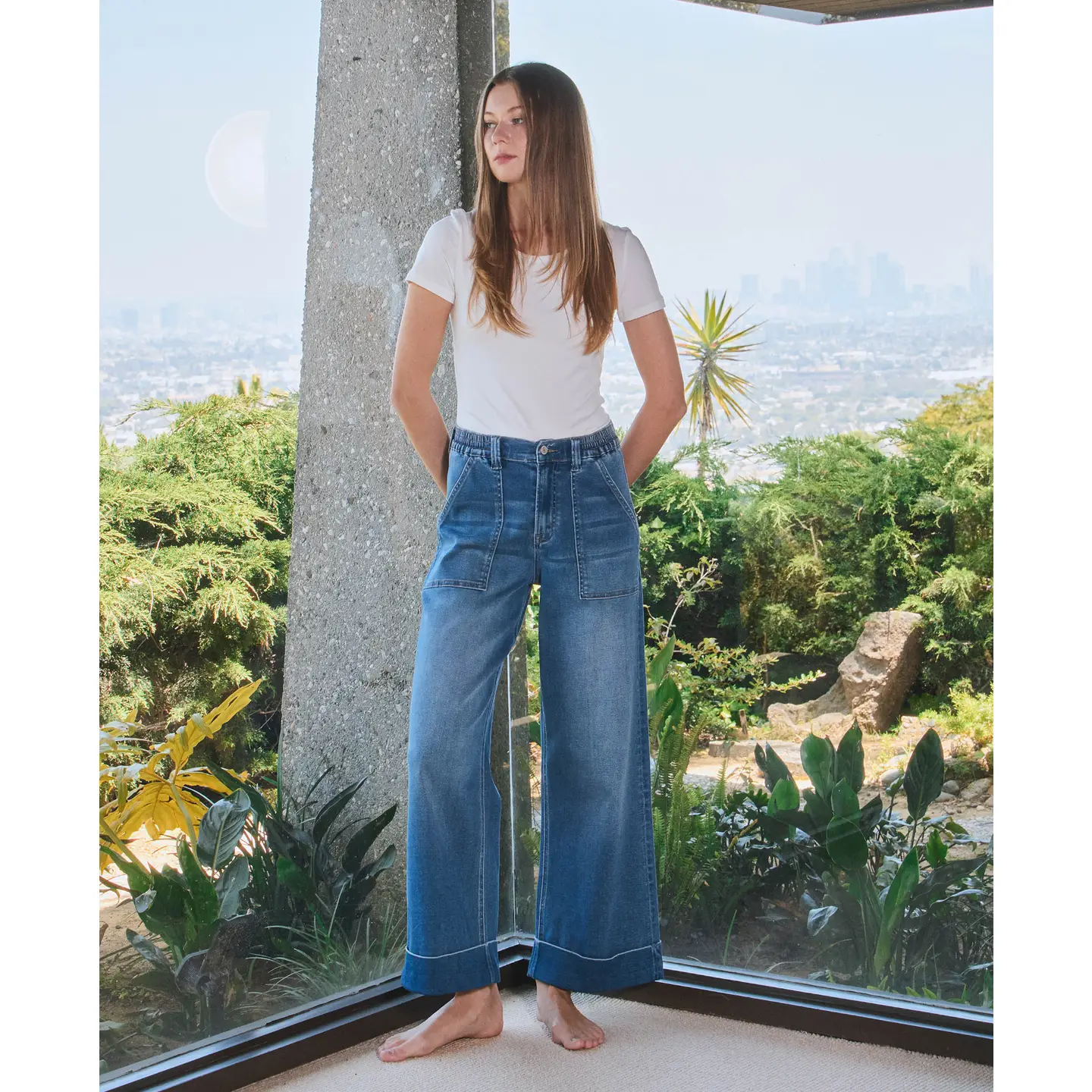 High Rise Double Cuffed Baggy Wide Jeans | Enviably