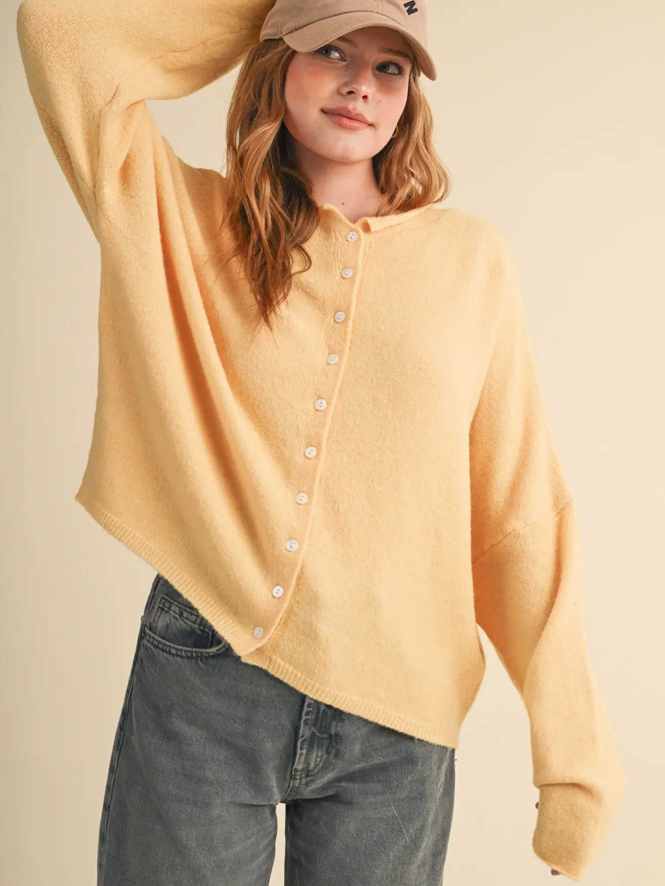 Oversized Button Down Sweater - MULTIPLE COLORS