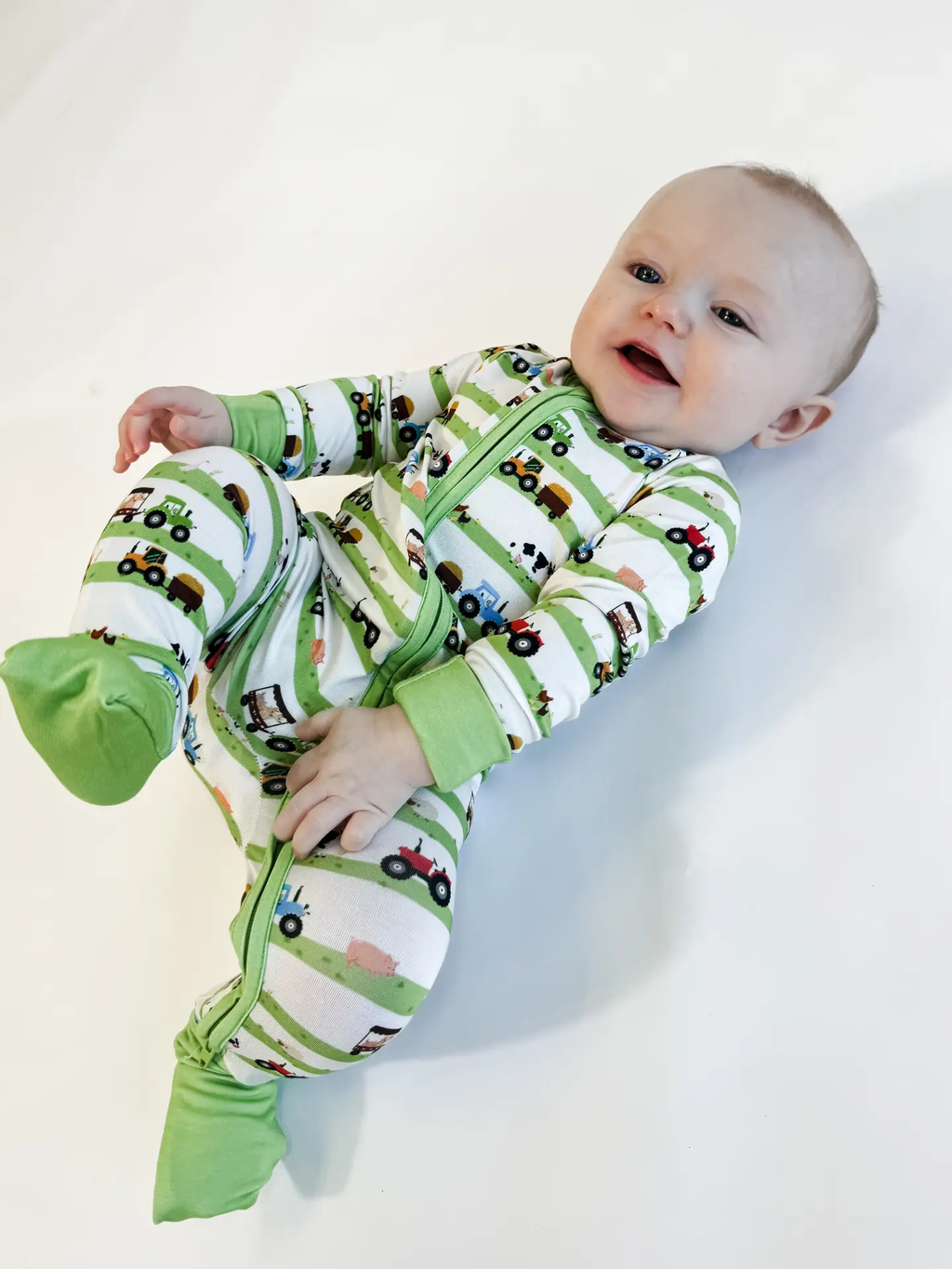 Farm Stripes - Zip Convertible Pajamas