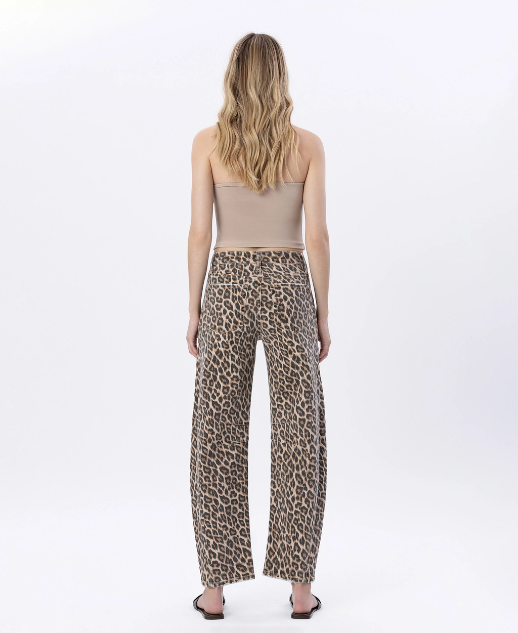 High Rise Leopard Print Barrel Jeans - LEOPARD