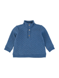 Boys Heather Indigo Quilted Quarter Snap Sweatshirt - Blue