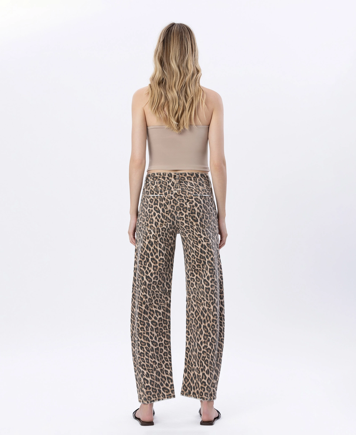 High Rise Leopard Print Barrel Jeans V3697LPD