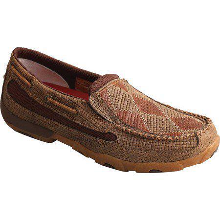 WOMENS SLIP ON DRIVING MOCCASINS - PATCH/BOMBER/TAWNY WDMS008