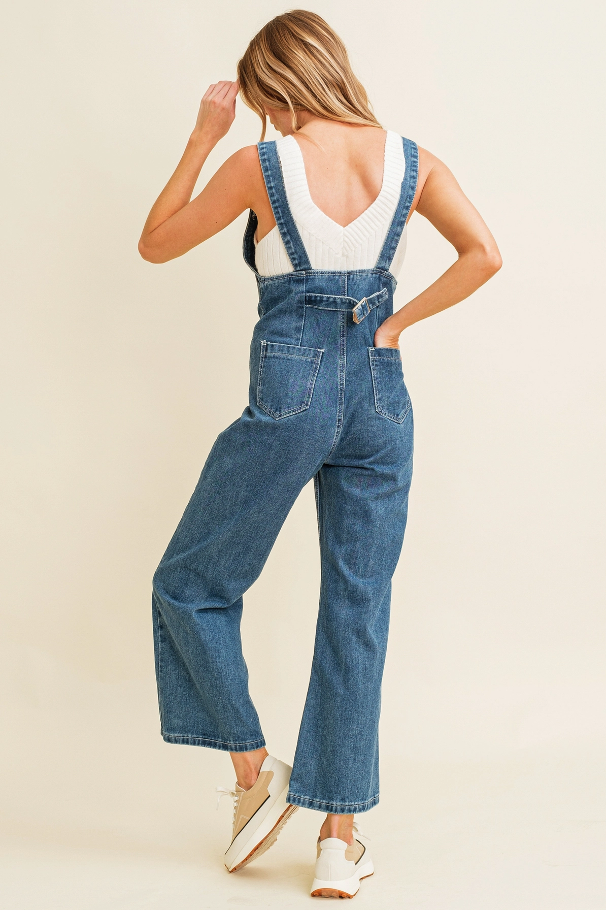Straight Leg Denim Overalls